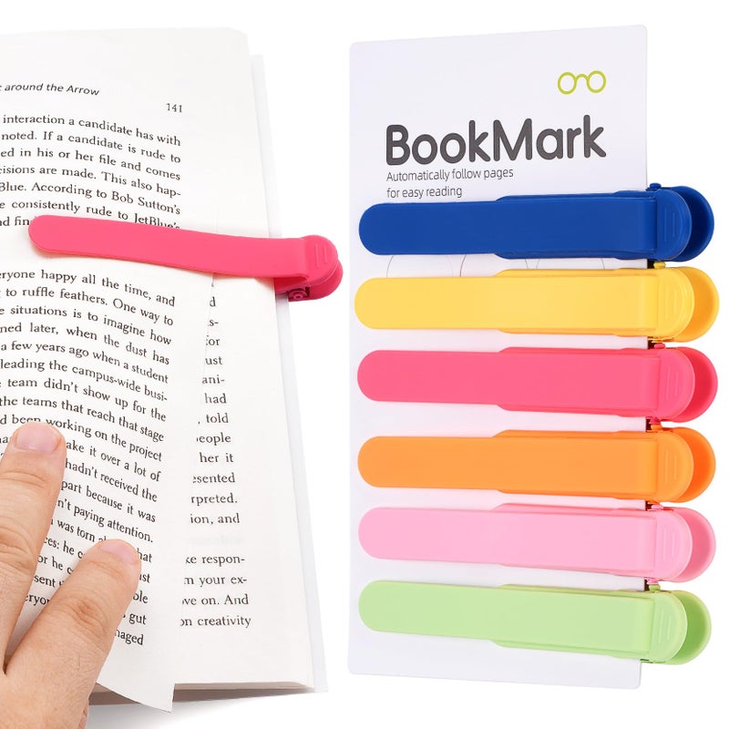PICcircuit 6 PCS Automatic Bookmark  Smart Bookmarks for Women Men Book Accessories Silicone Book Mark Bible Book Markers Book Marks for Reading Book Lovers Gifts Bookish Gifts Birthday Party Favors for Kids  C - Image 1